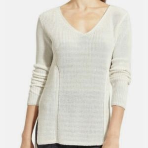 Athleta Women's Highline Knit Sweater Tunic Long Sleeve White V-Neck Size XXS